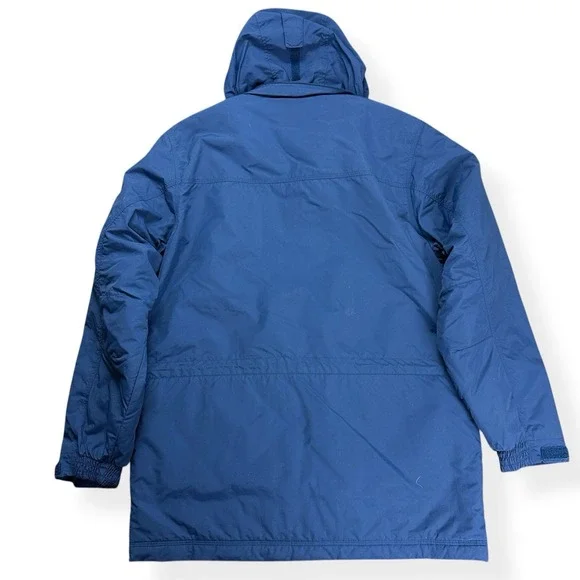 VTG LL Bean Men's Nylon Full Zip Insulated Hooded Jacket Blue Size Medium Blue‎
